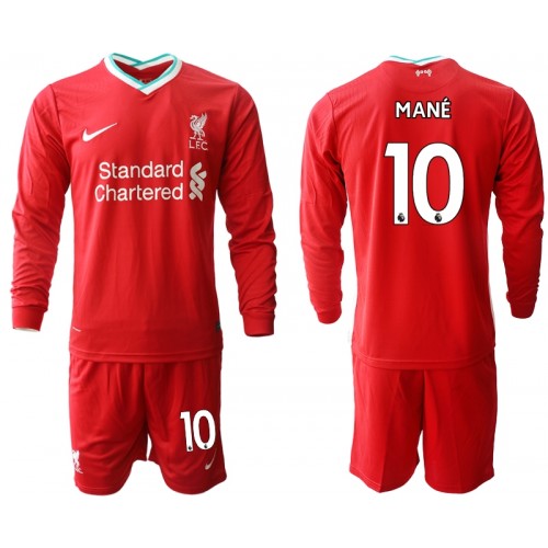 Liverpool Fodboldtrøjer Sadio Mane 10 Børn Hjemmebanesæt 2020/21 Langærmet Liverpool Fodboldtrøjer Sadio Mane 10 Børn Hjemmebanesæt 2020/21 Langærmet